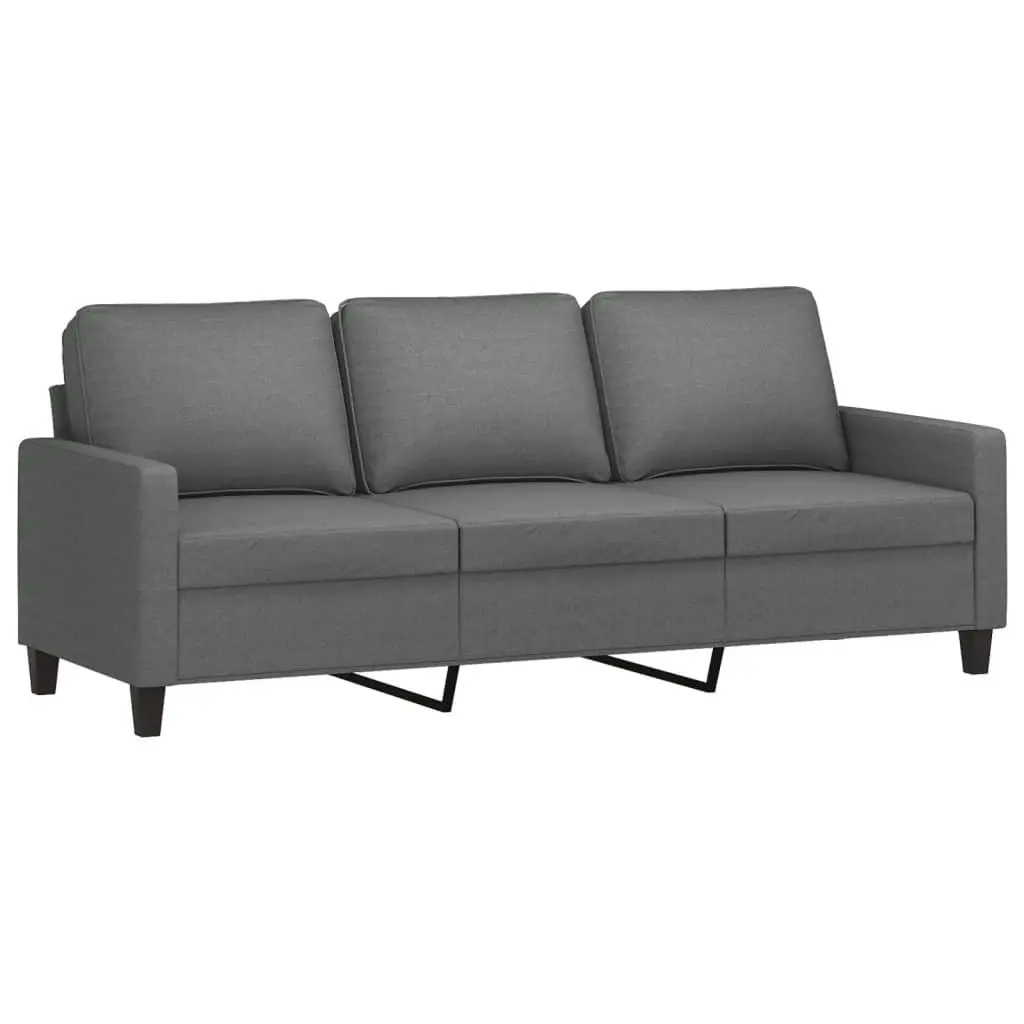 3-Seater Sofa with Footstool Grey 180cm