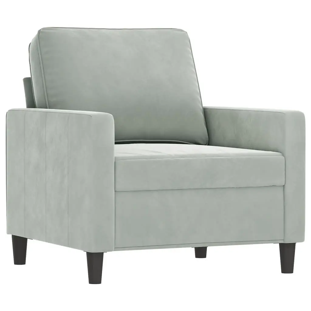 Sofa Chair Velvet 60cm Grey with Footstool
