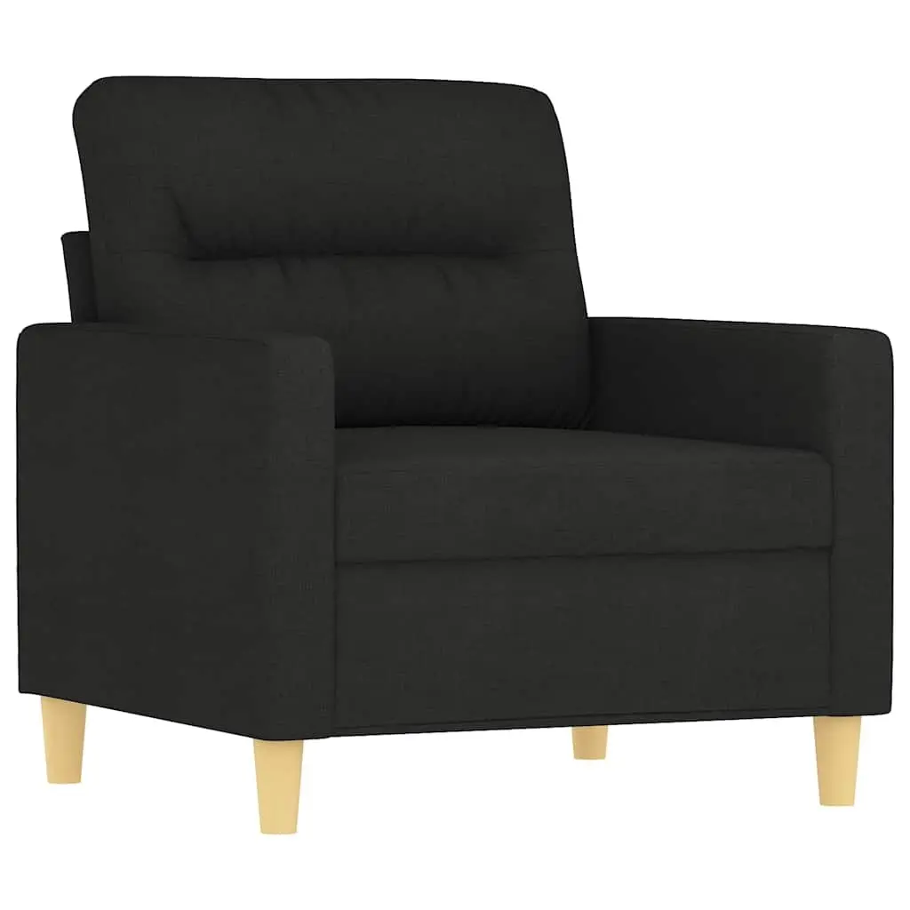 Black Fabric Sofa Chair with Footstool 60cm
