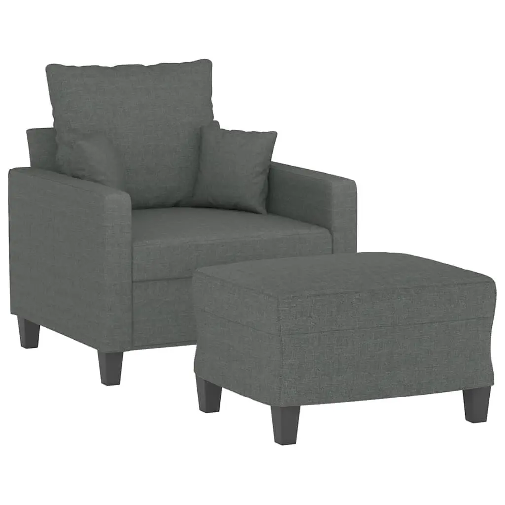 Grey Fabric Sofa Chair with Footstool