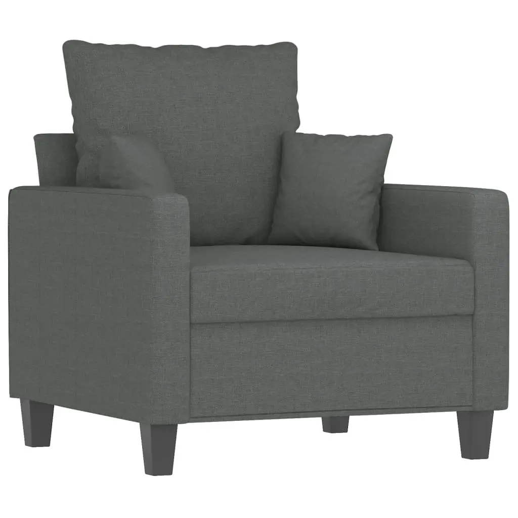 Grey Fabric Sofa Chair with Footstool
