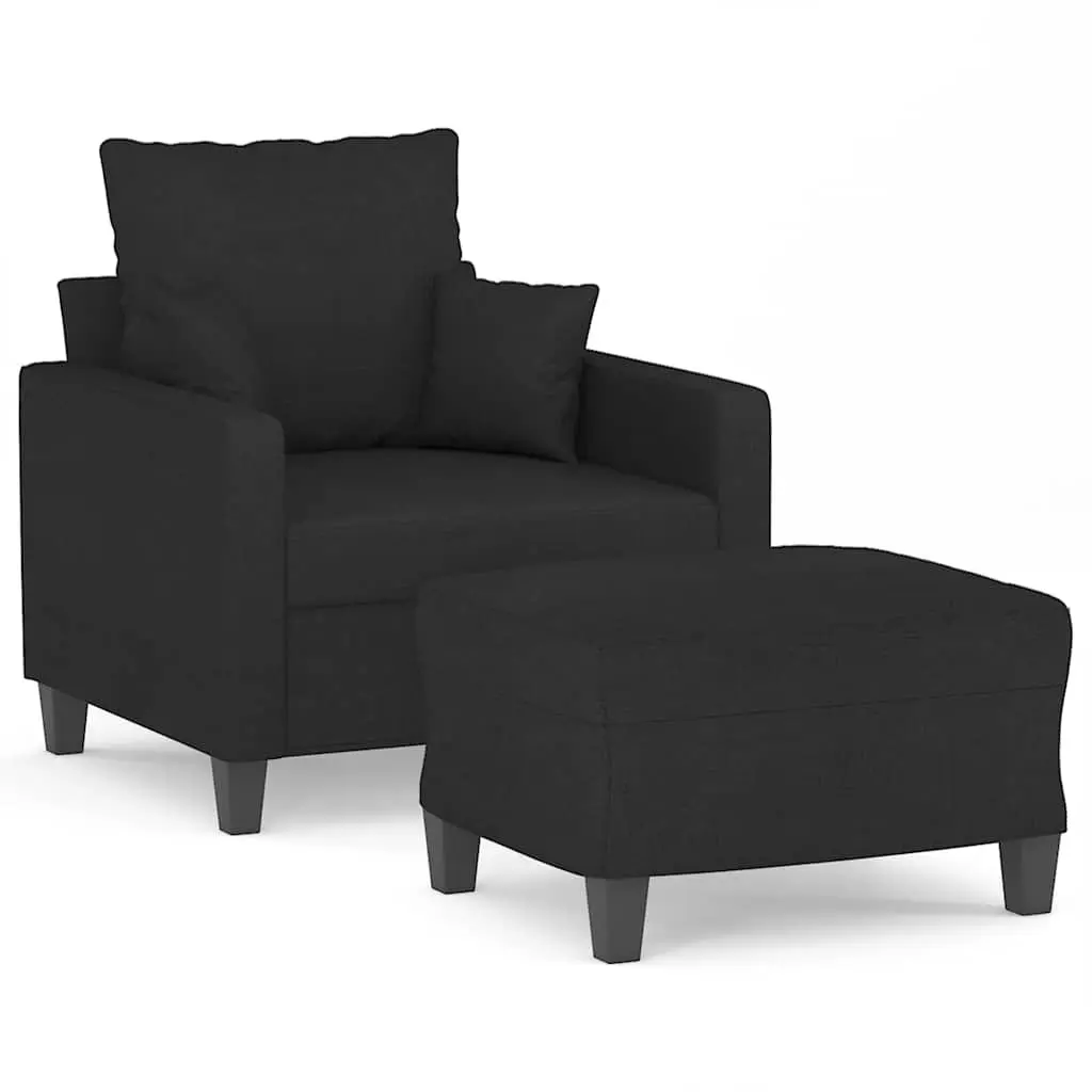 Black Fabric Sofa Chair with Matching Footstool