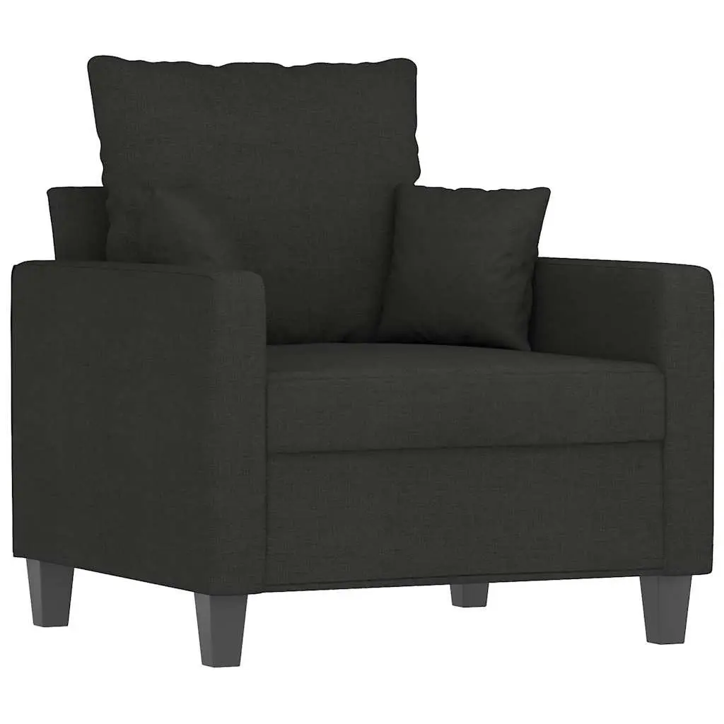Black Fabric Sofa Chair with Matching Footstool