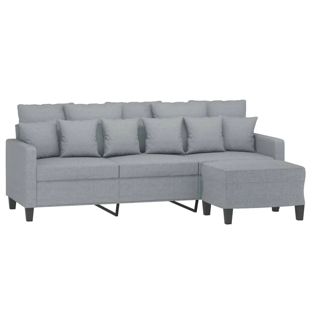 3-Seater Sofa Fabric 180cm Grey with Footstool