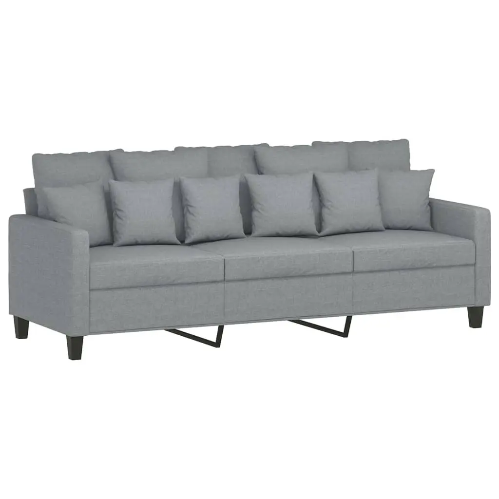 3-Seater Sofa Fabric 180cm Grey with Footstool