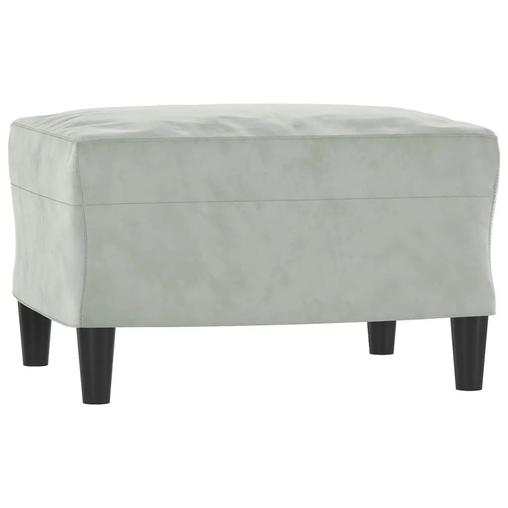 Sofa Chair with Footstool Grey Velvet Armchair Relaxing Lounge Seat Home