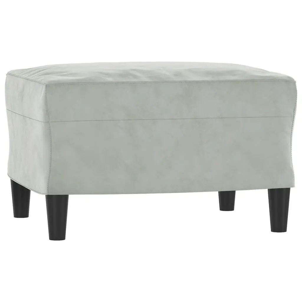 3-Seater Sofa Velvet 180cm Grey with Footstool