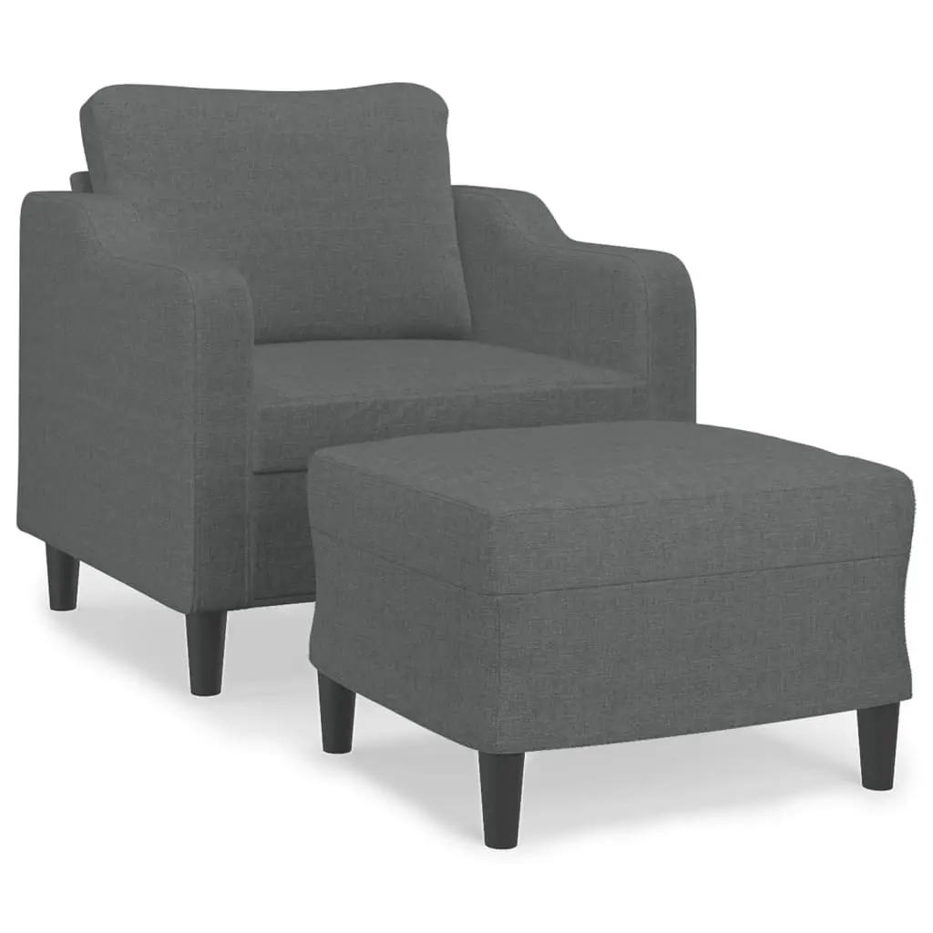Sofa Chair Fabric 60cm Dark Grey with Footstool