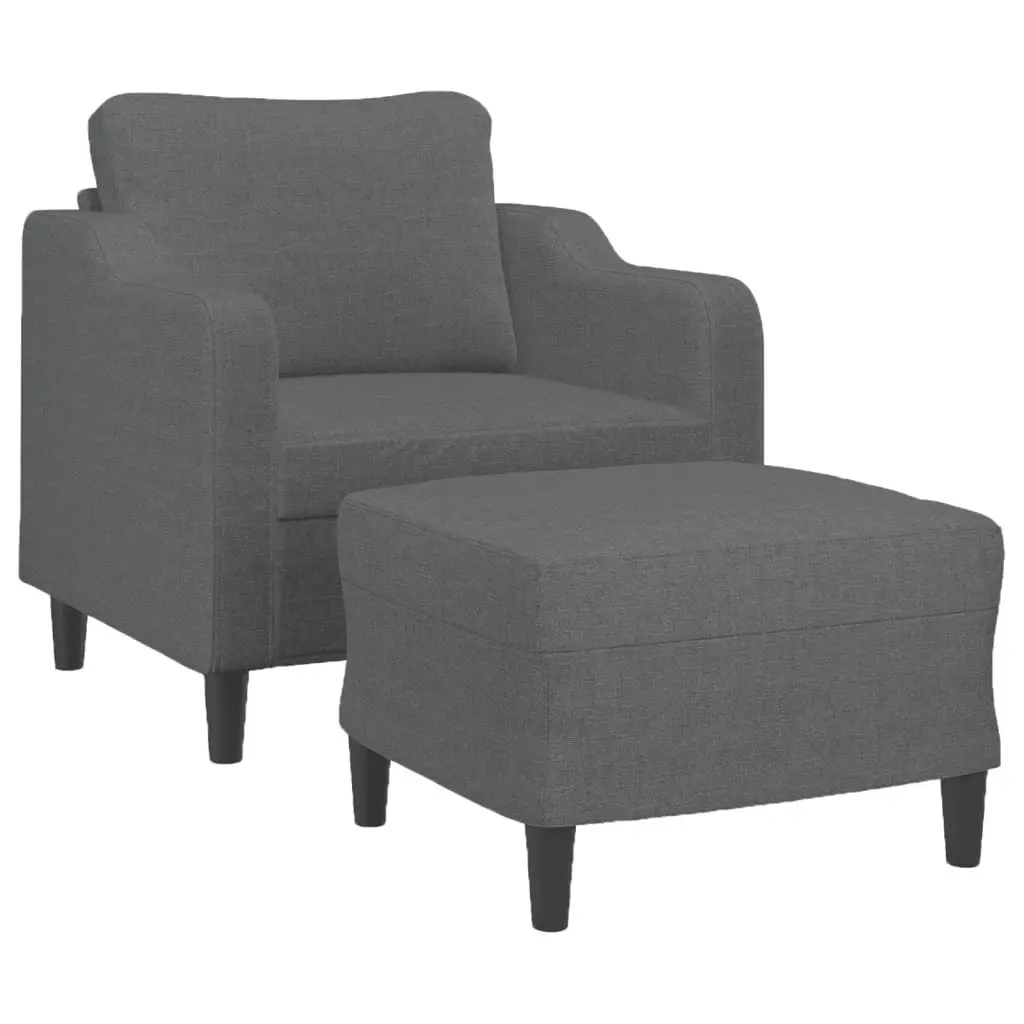 Sofa Chair Fabric 60cm Dark Grey with Footstool