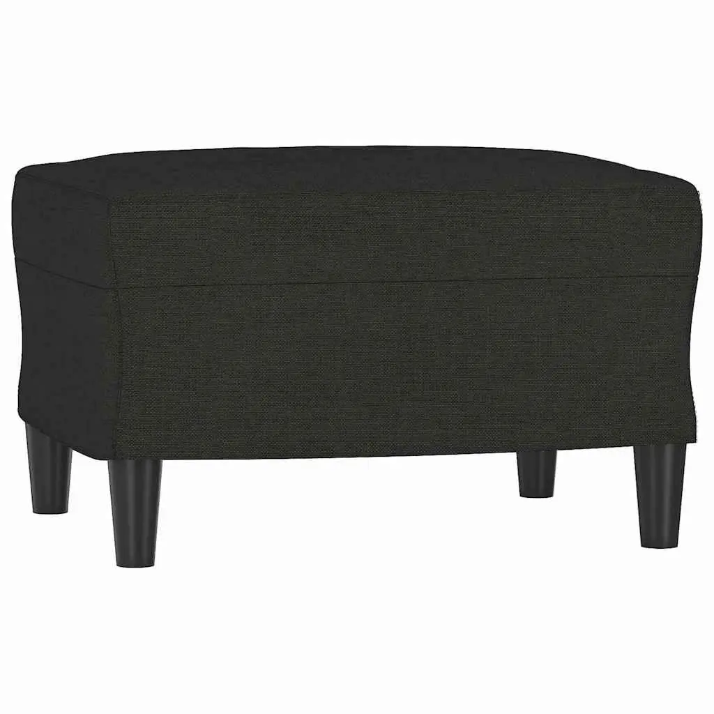 3-Seater Sofa Fabric 180cm Black with Footstool