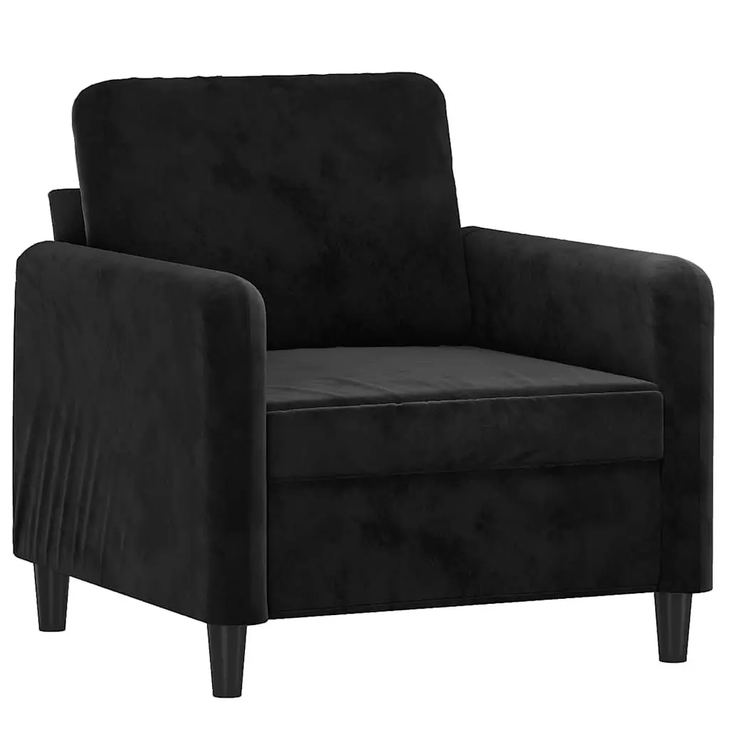 Sofa Chair Velvet 60cm Black with Footstool