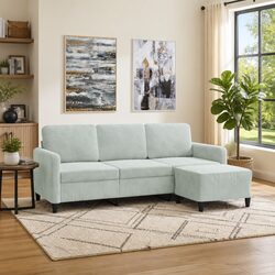 Durable 3-Seater Sofa with Footstool in Grey Velvet