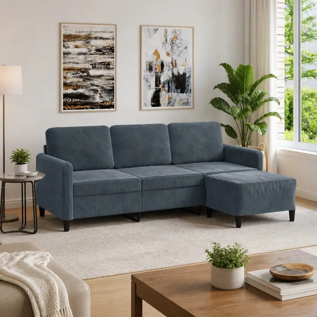3-Seater Sofa Velvet 180cm Grey