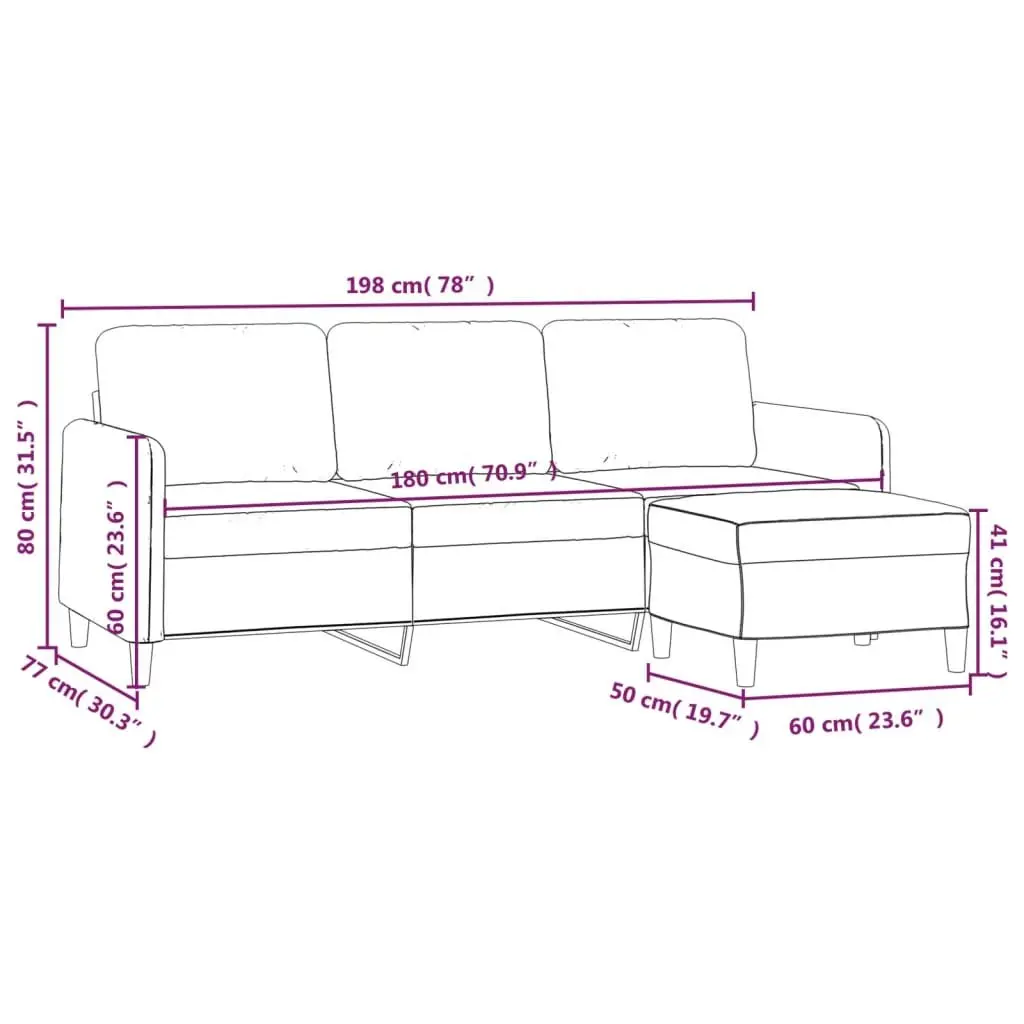 3-Seater Sofa Velvet 180cm Grey