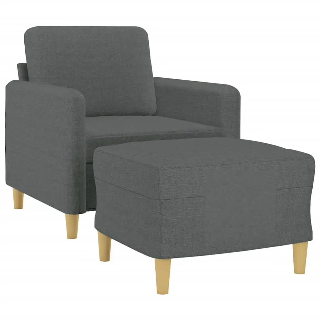 Grey Fabric Sofa Chair with Footstool Armchair Lounge Seat Living Room Furniture