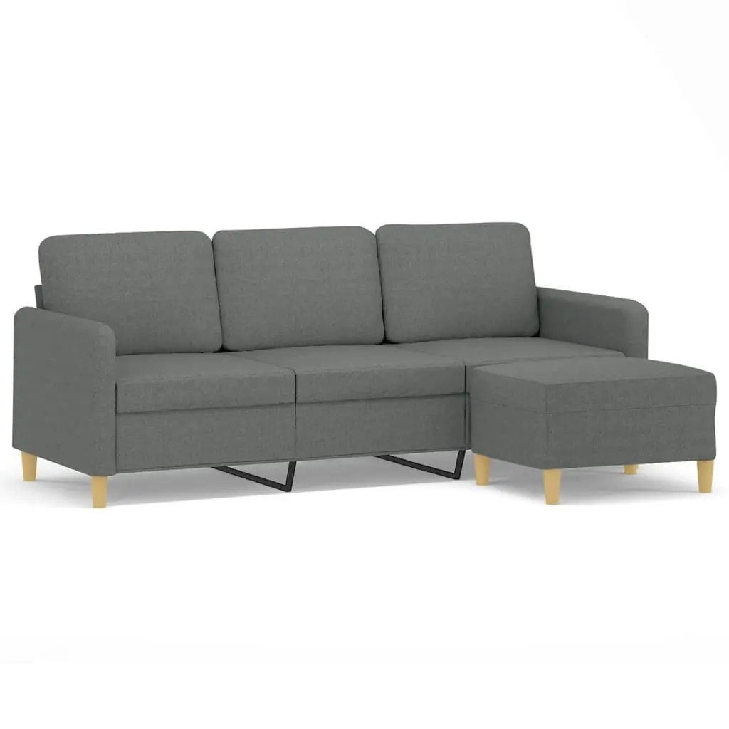 3-Seater Sofa with Grey Footstool 180cm