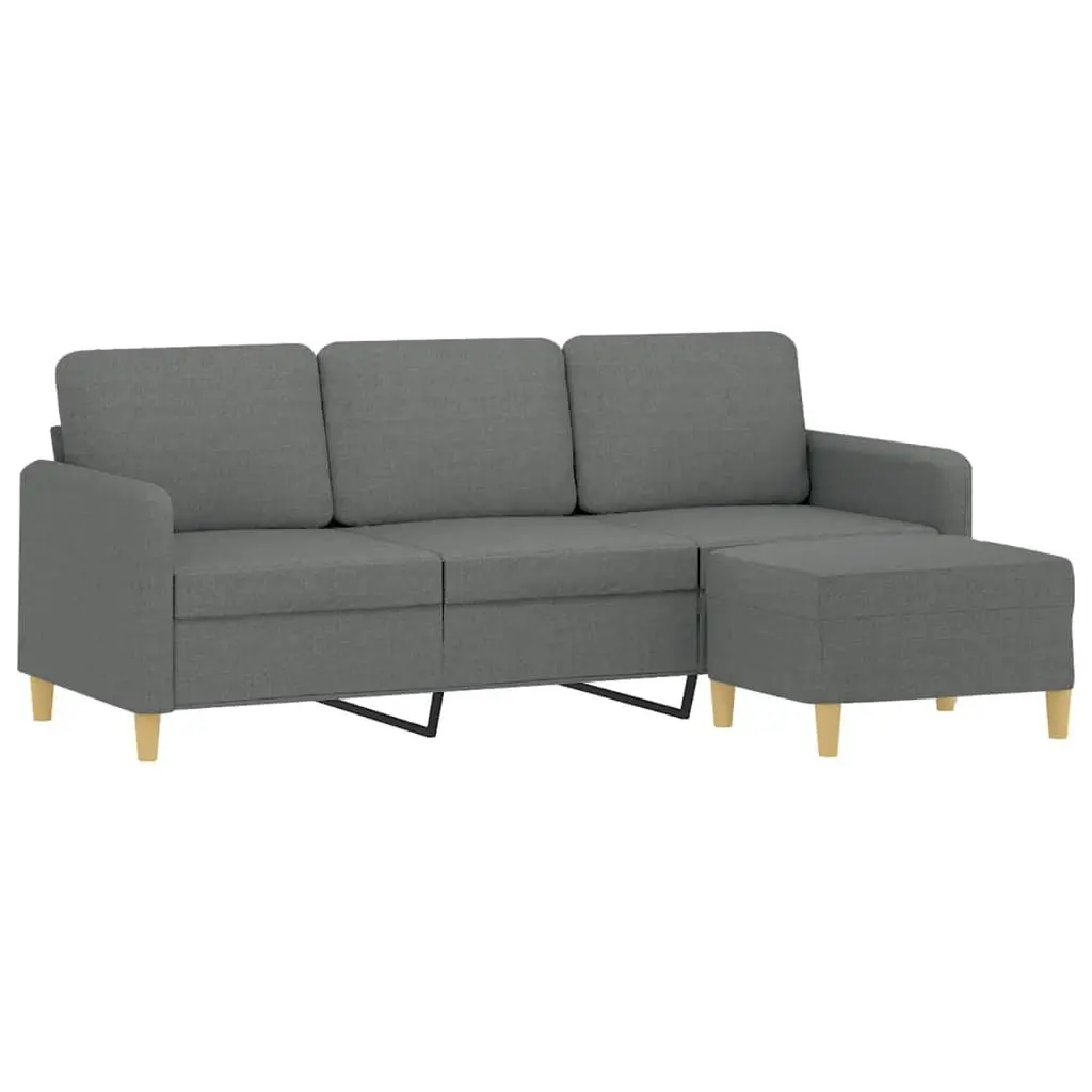 3-Seater Sofa with Grey Footstool 180cm