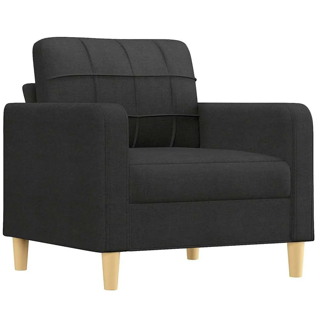 3 Piece Sofa Set Fabric Black