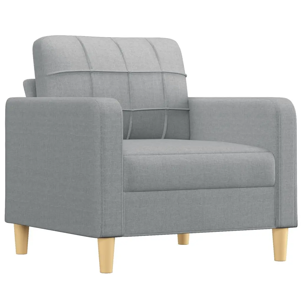 4 Piece Grey Fabric Sofa Set with Cushions