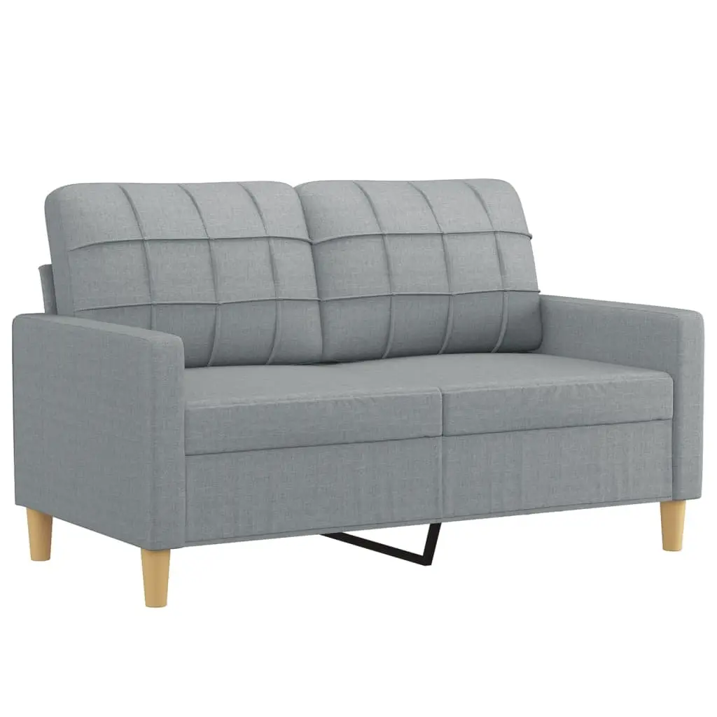 4 Piece Grey Fabric Sofa Set with Cushions