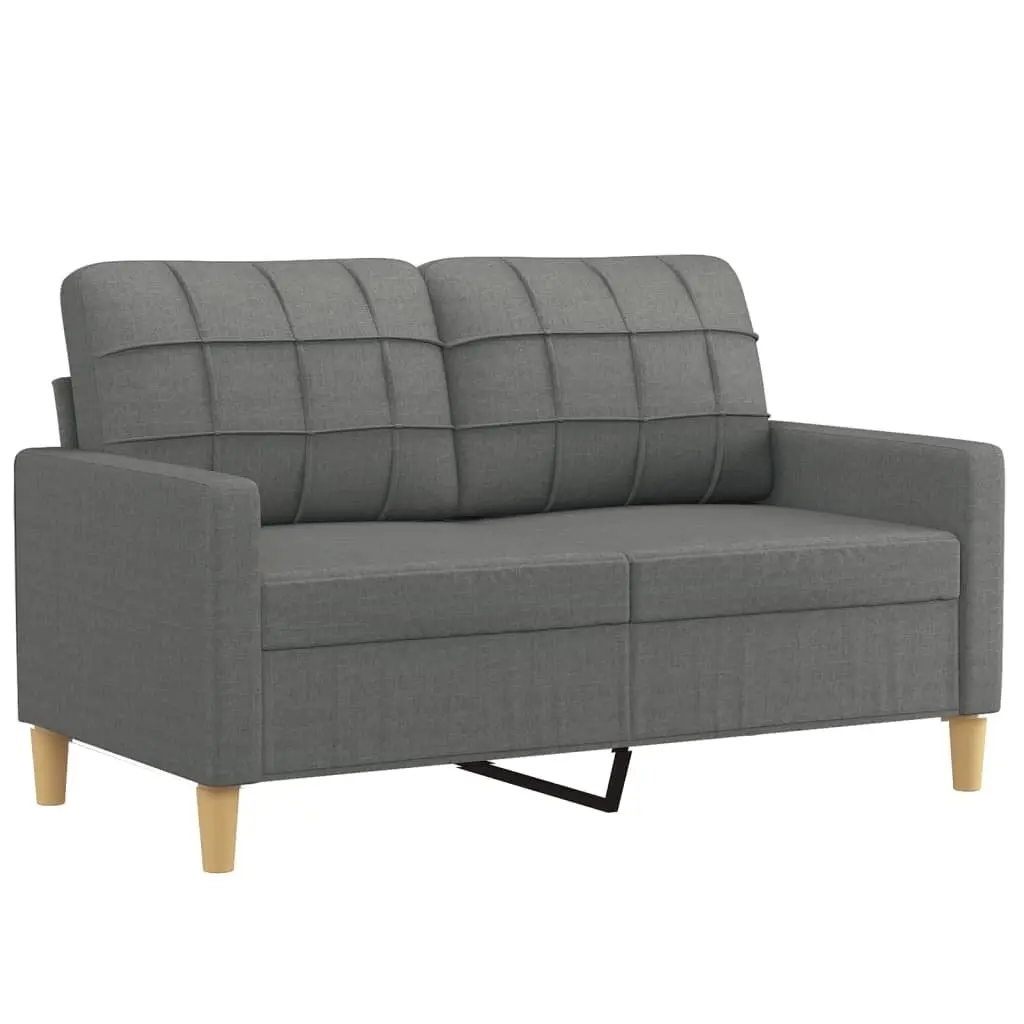 4 Piece Grey Sofa Set with Cushions and Footstool