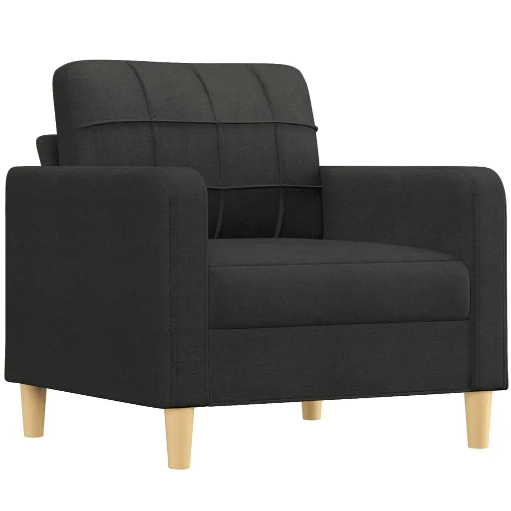 4 Piece Sofa Set with Cushions in Black Fabric