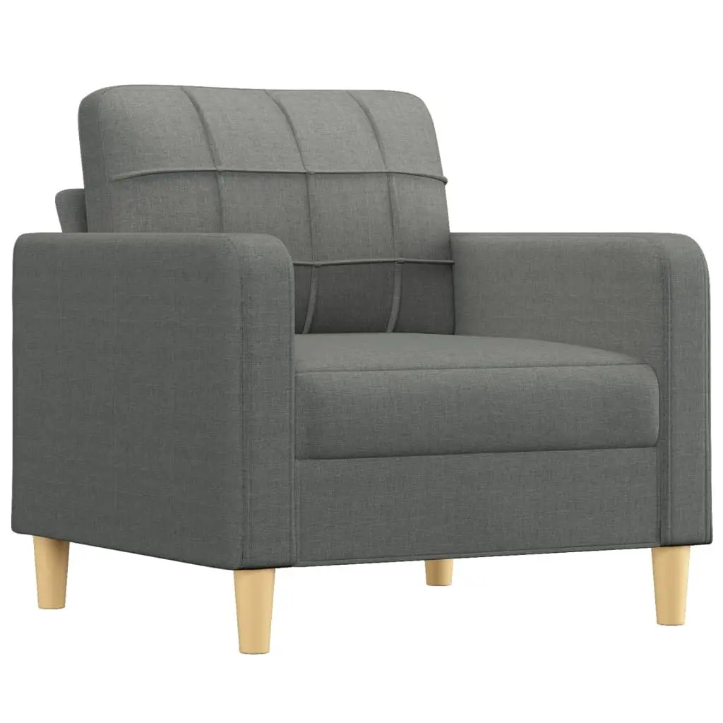 3 Piece Grey Fabric Sofa Set with Pillows