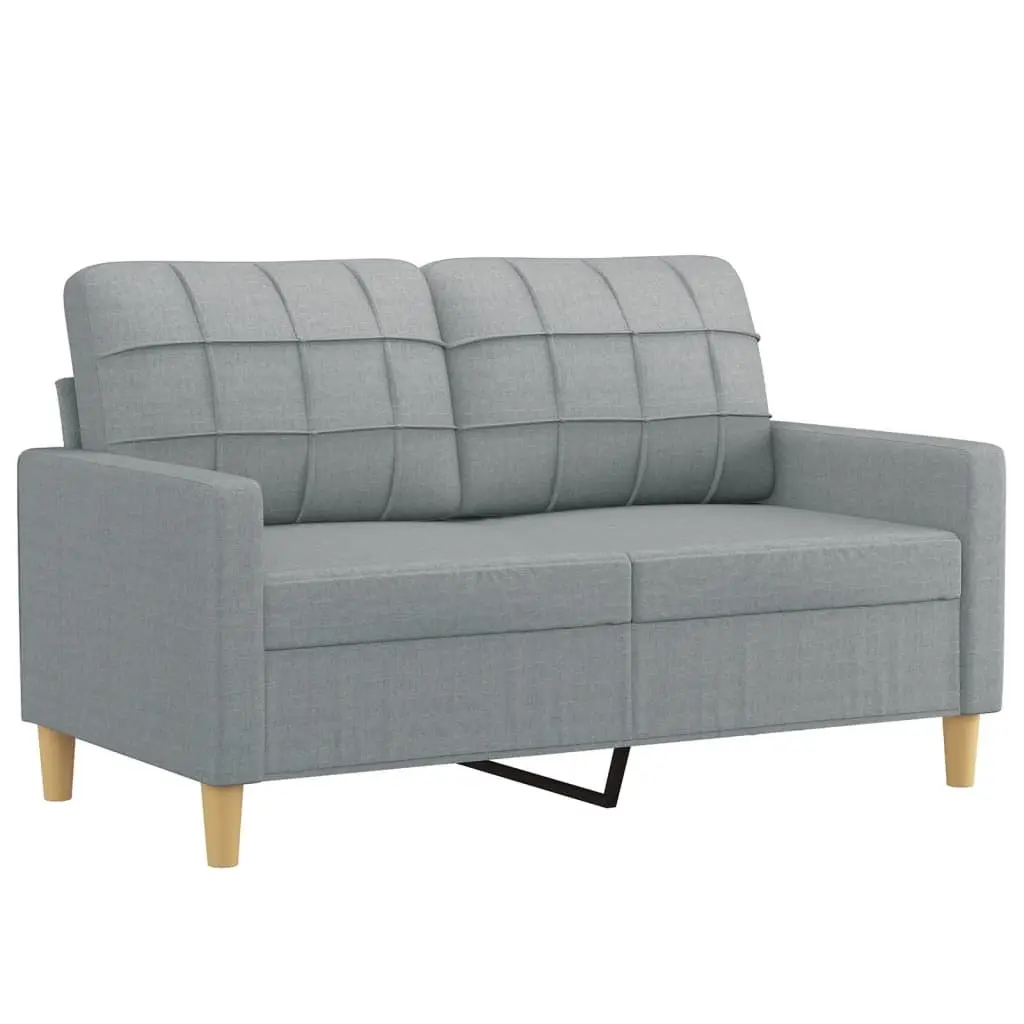 4 Piece Grey Fabric Sofa Set with Ottoman