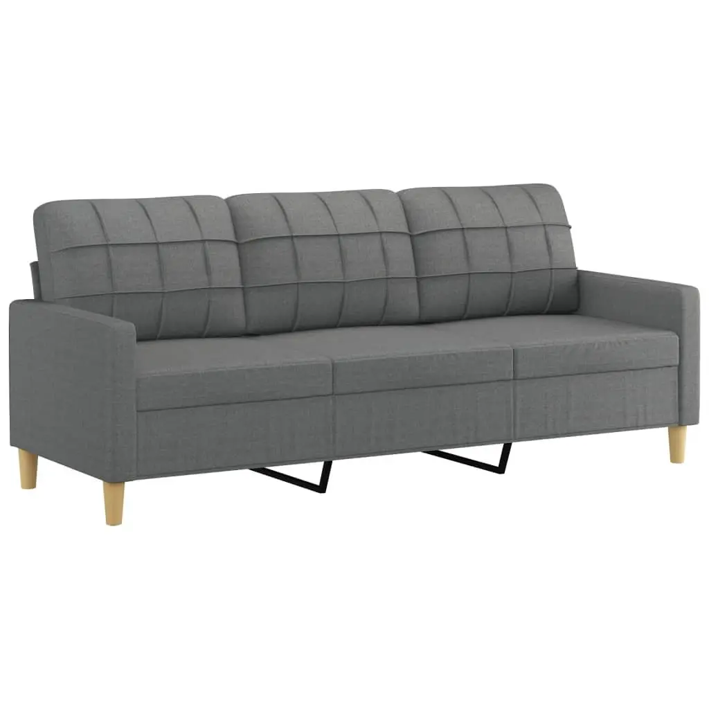 4 Piece Sofa Set Fabric Grey Lounge with Pillows Footstool