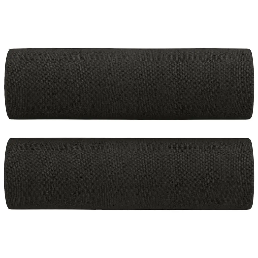 Sofa Set Fabric 4 Piece Black Living Room with Pillows Ottoman Footstool