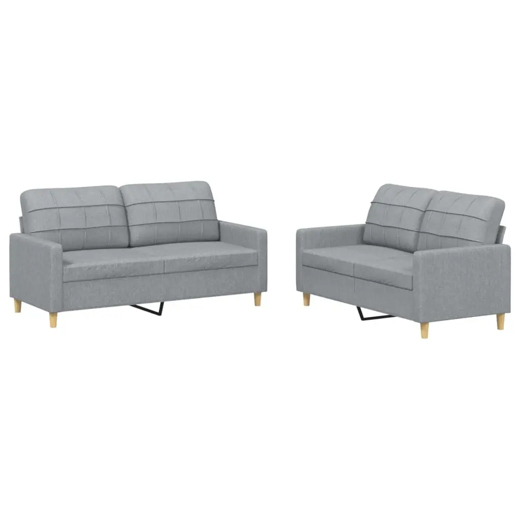 Grey Fabric 2-Piece Sofa Set for Living Rooms