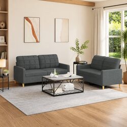 Stylish Grey Fabric Sofa Set with Cushions for Comfort