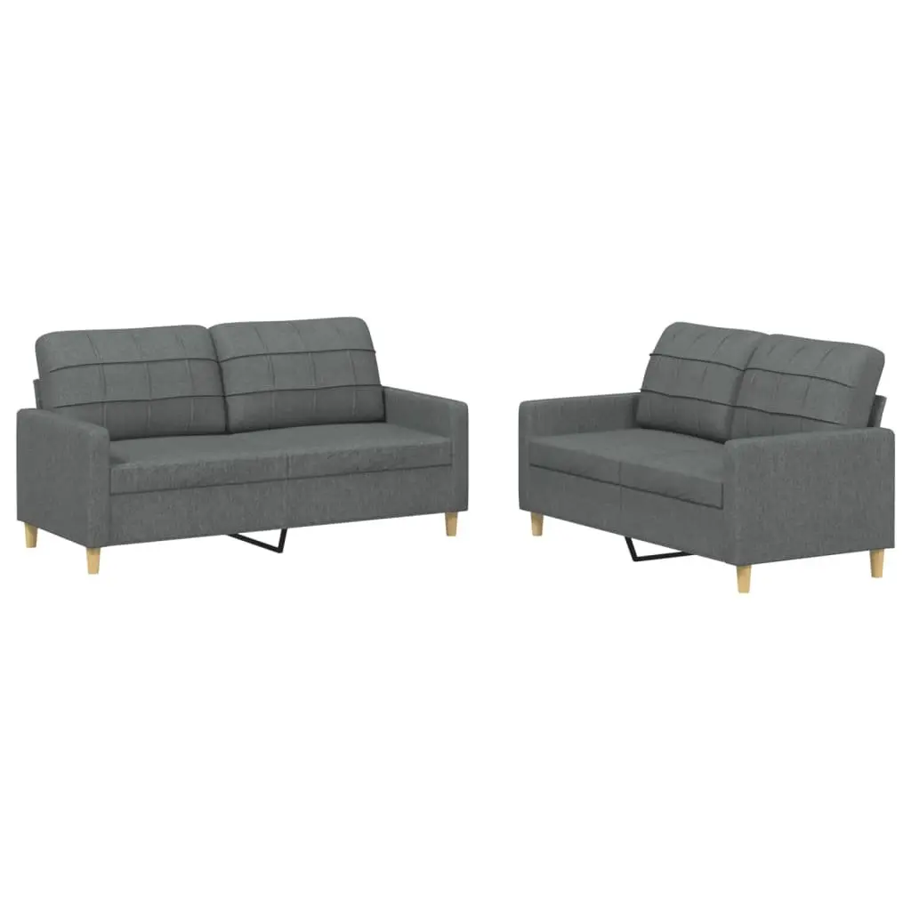 2 Piece Sofa Set Fabric Grey