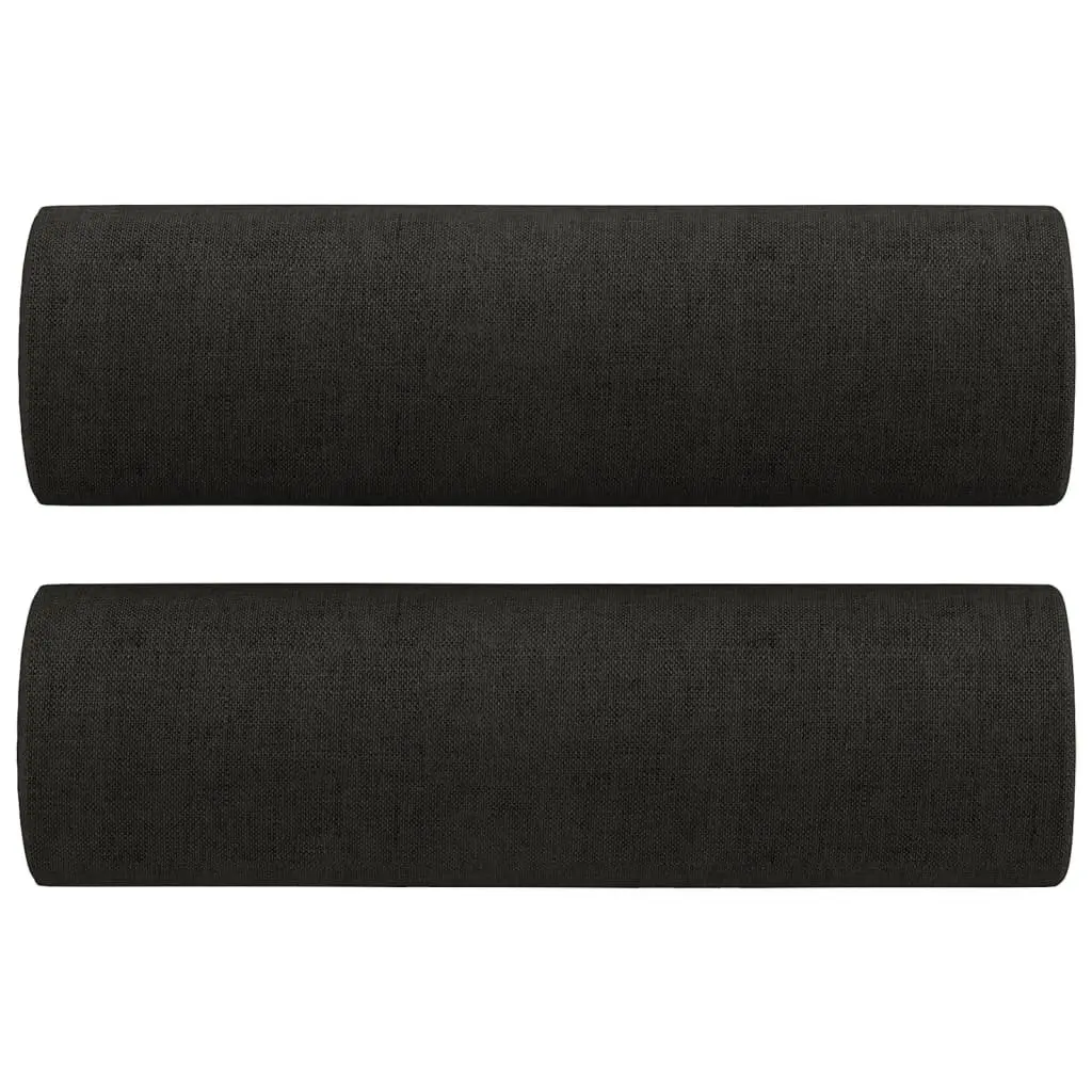 Black Fabric Sofa Set with Throw Pillows