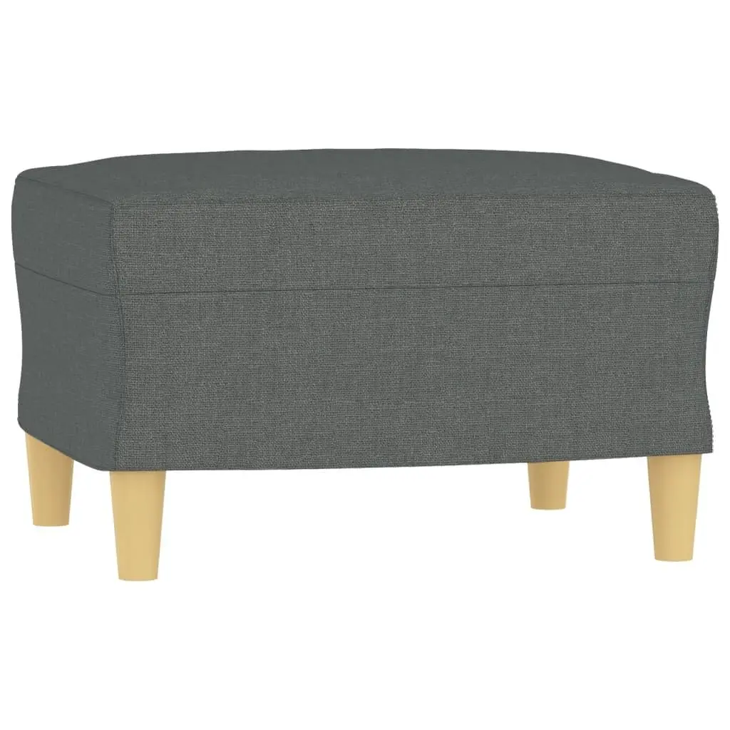 3 Piece Grey Sofa Set with Footstool and Pillows