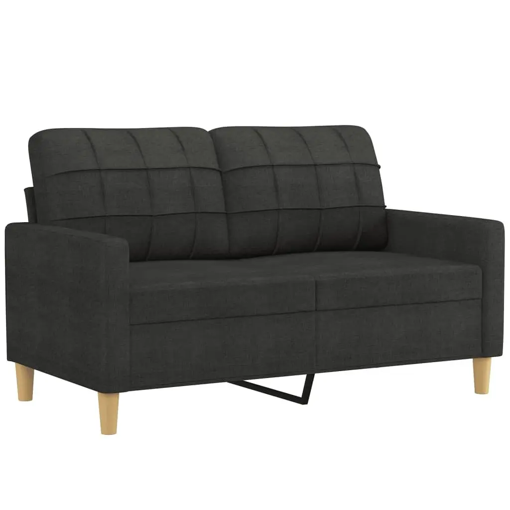 3 Piece Black Fabric Sofa Set with Cushions