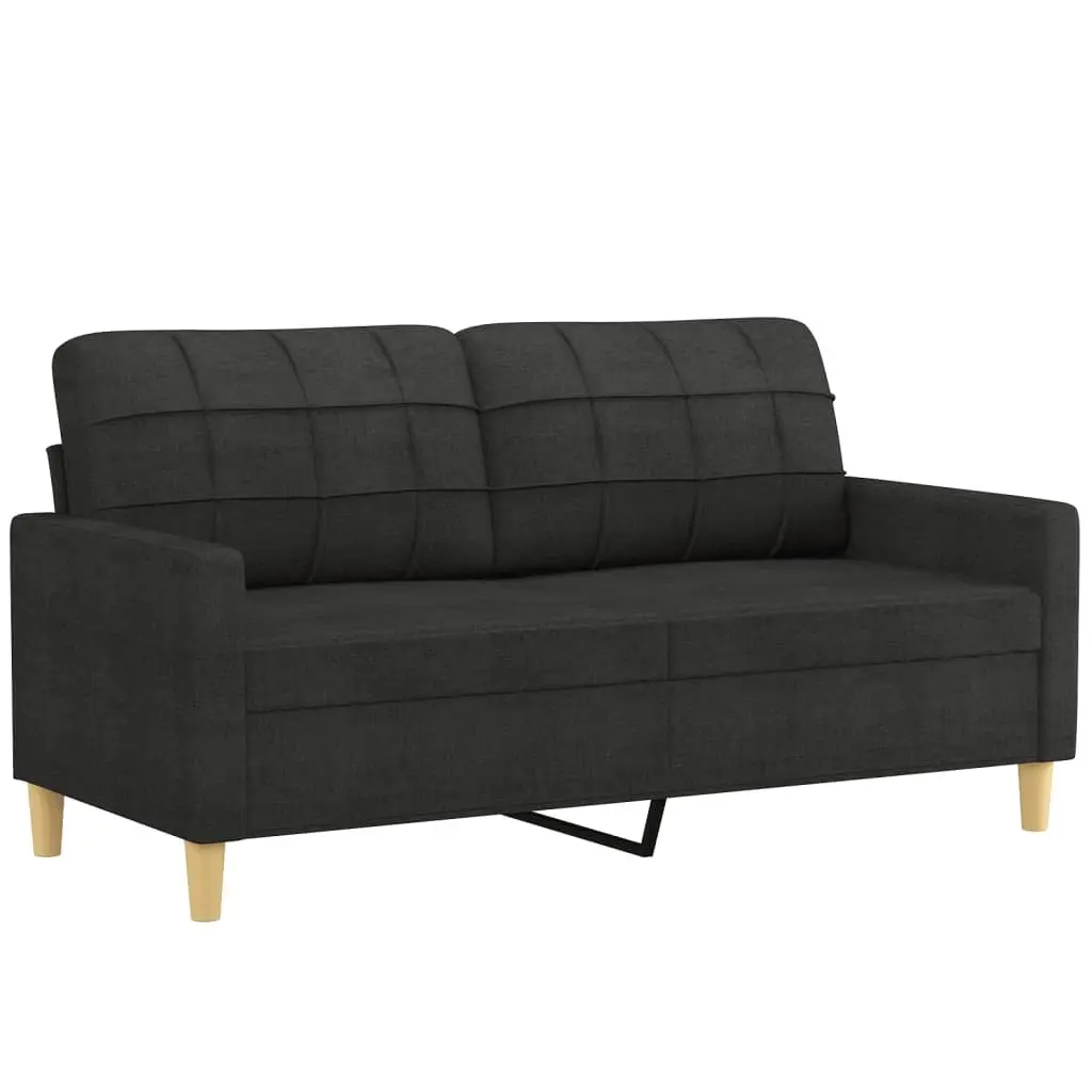 3 Piece Black Fabric Sofa Set with Cushions