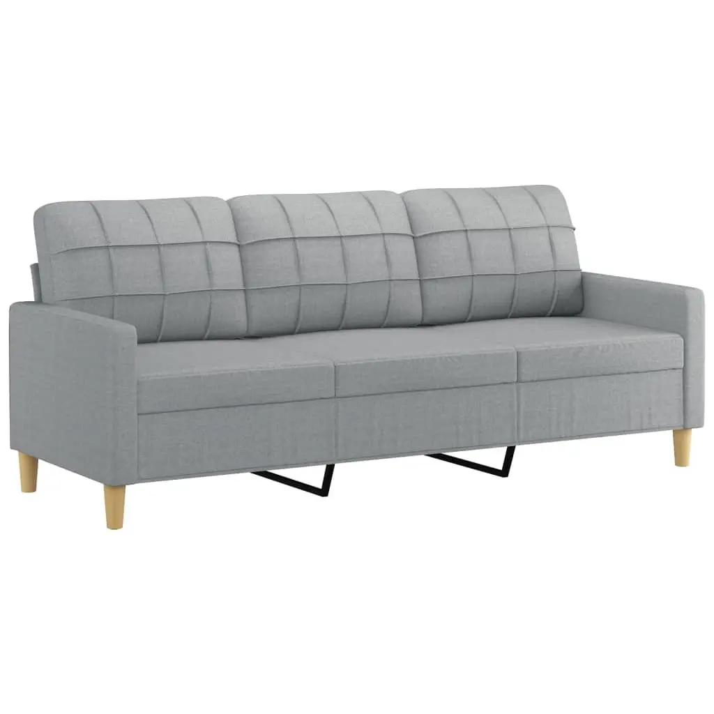 3 Piece Sofa Set Fabric Grey Lounge Suite Armchair Footstool
