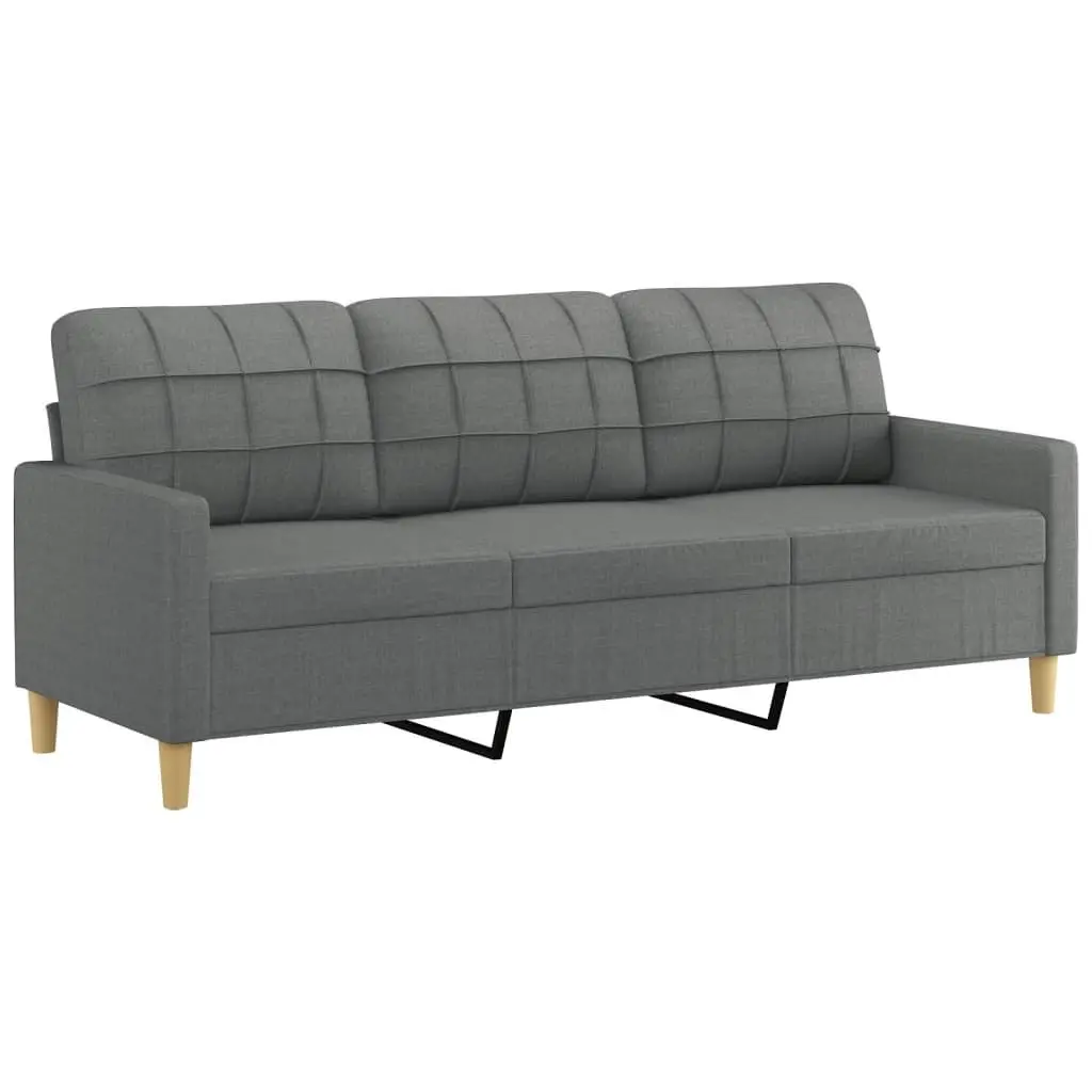3 Piece Sofa Set Fabric Grey Living Room Lounge Seating