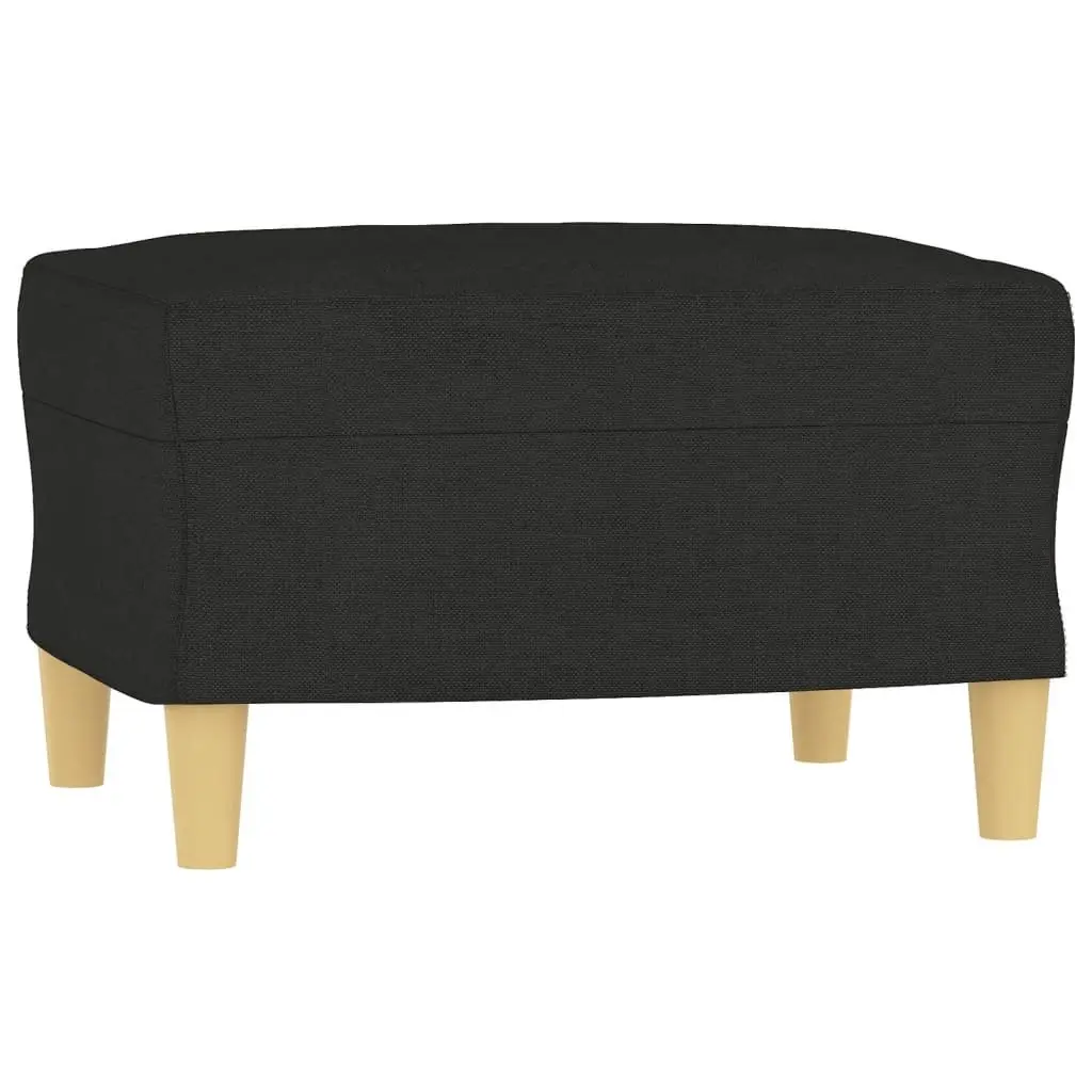 Black Fabric Lounge Suite Sofa Set 3 Piece with Cushions and Footstool
