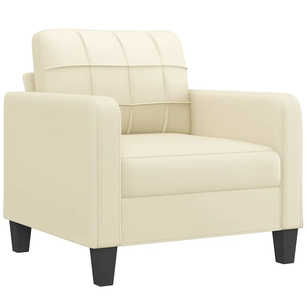 3 Piece Sofa Set in Cream Faux Leather