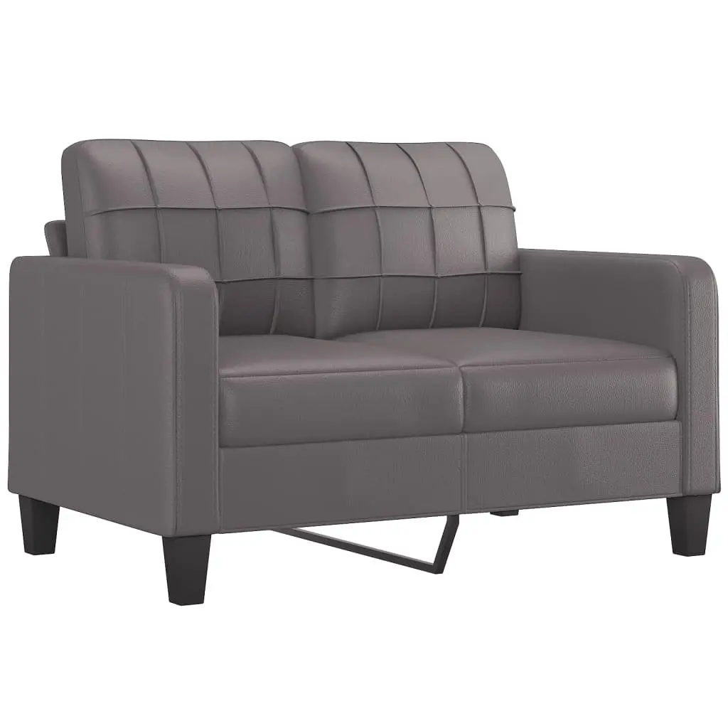 Sofa Set Faux Leather Grey 3 Piece Modern Living Room Furniture