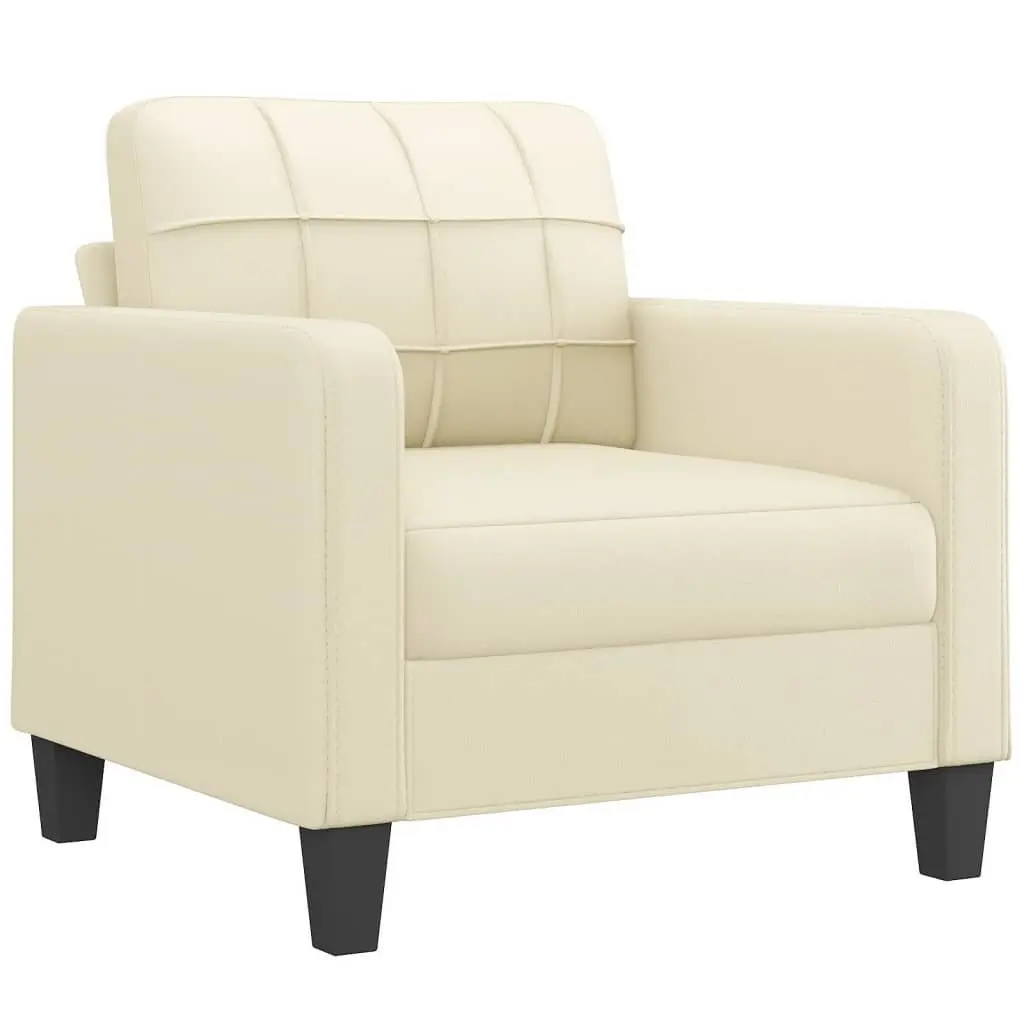 Cream Faux Leather 4 Piece Sofa Set with Cushions