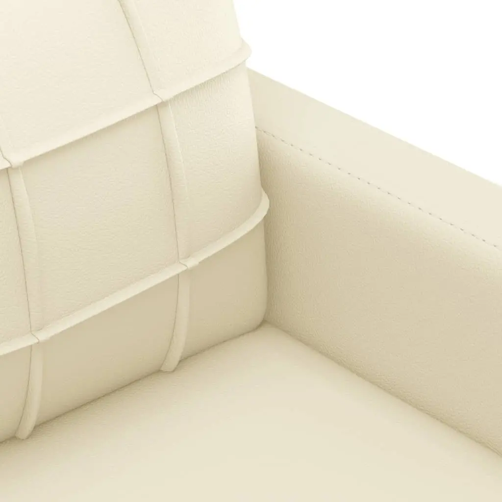 Cream Faux Leather 4 Piece Sofa Set with Cushions