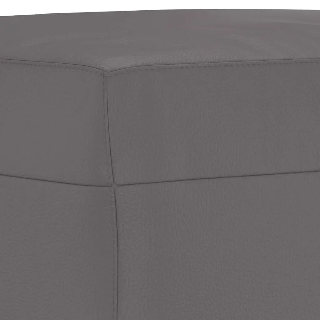 4 Piece Grey Faux Leather Sofa Set with Footstool