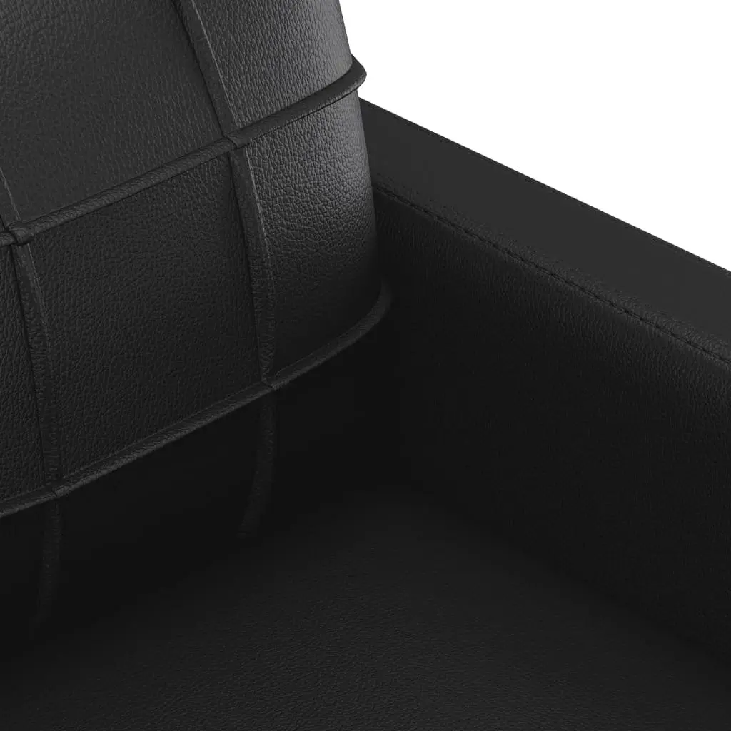 Black Faux Leather 3 Piece Sofa Set