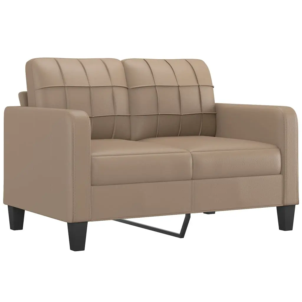 4 Piece Sofa Set Faux Leather Brown Compact Lounge Suite with Pillows Footstool