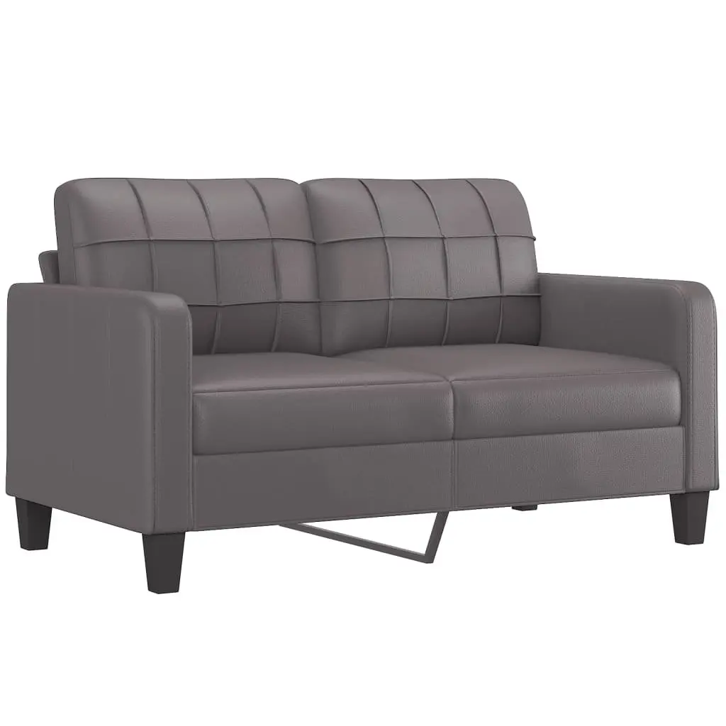 2 Piece Sofa Set in Grey Faux Leather