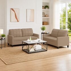 Stylish Brown Faux Leather Sofa Set for Living Room Comfort