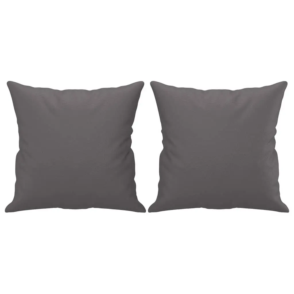 Grey Faux Leather 2 Piece Sofa Set with Pillows